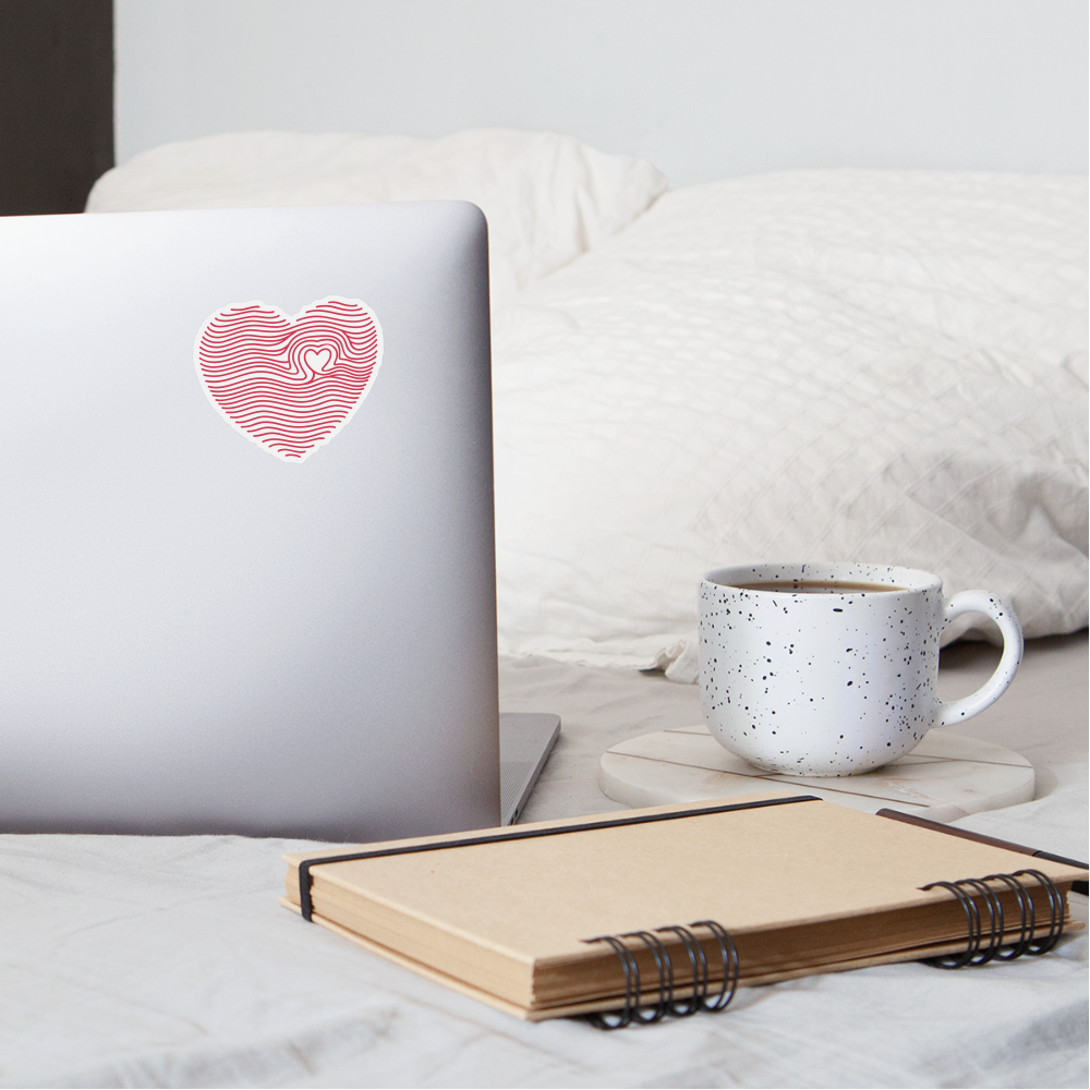 Thumb Print Heart Sticker - white matte