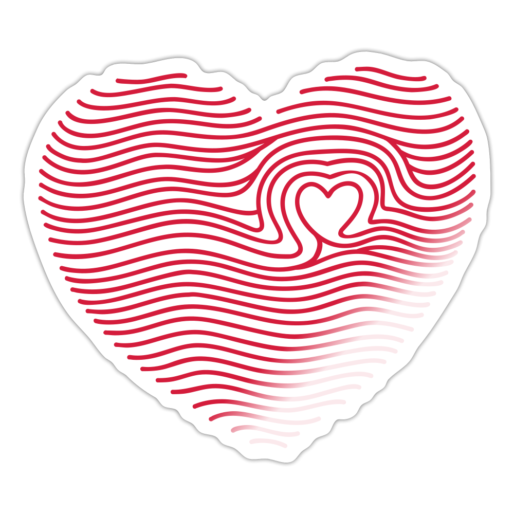 Thumb Print Heart Sticker - white glossy