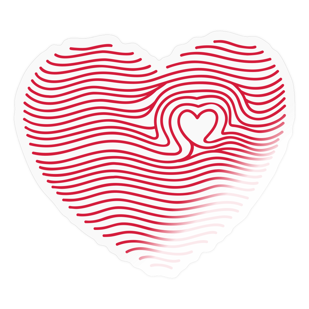 Thumb Print Heart Sticker - transparent glossy