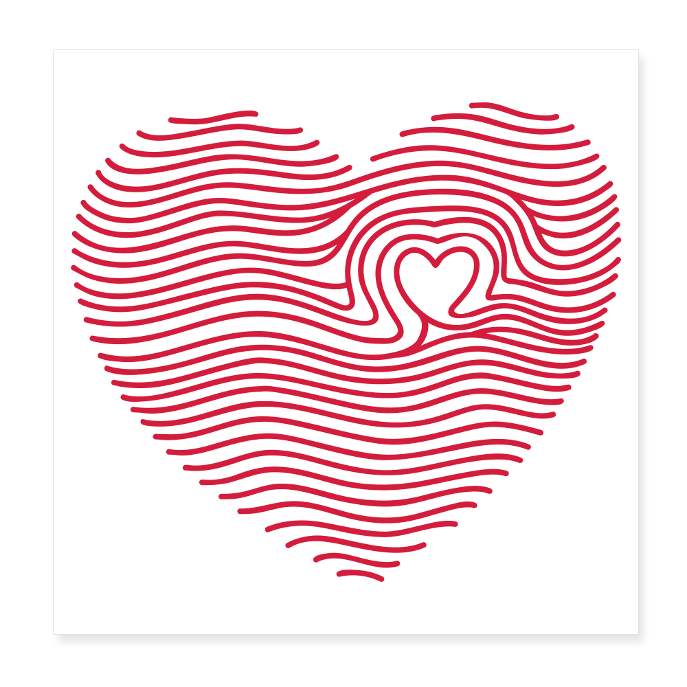 Thumb Print Heart Poster 8x8 - white