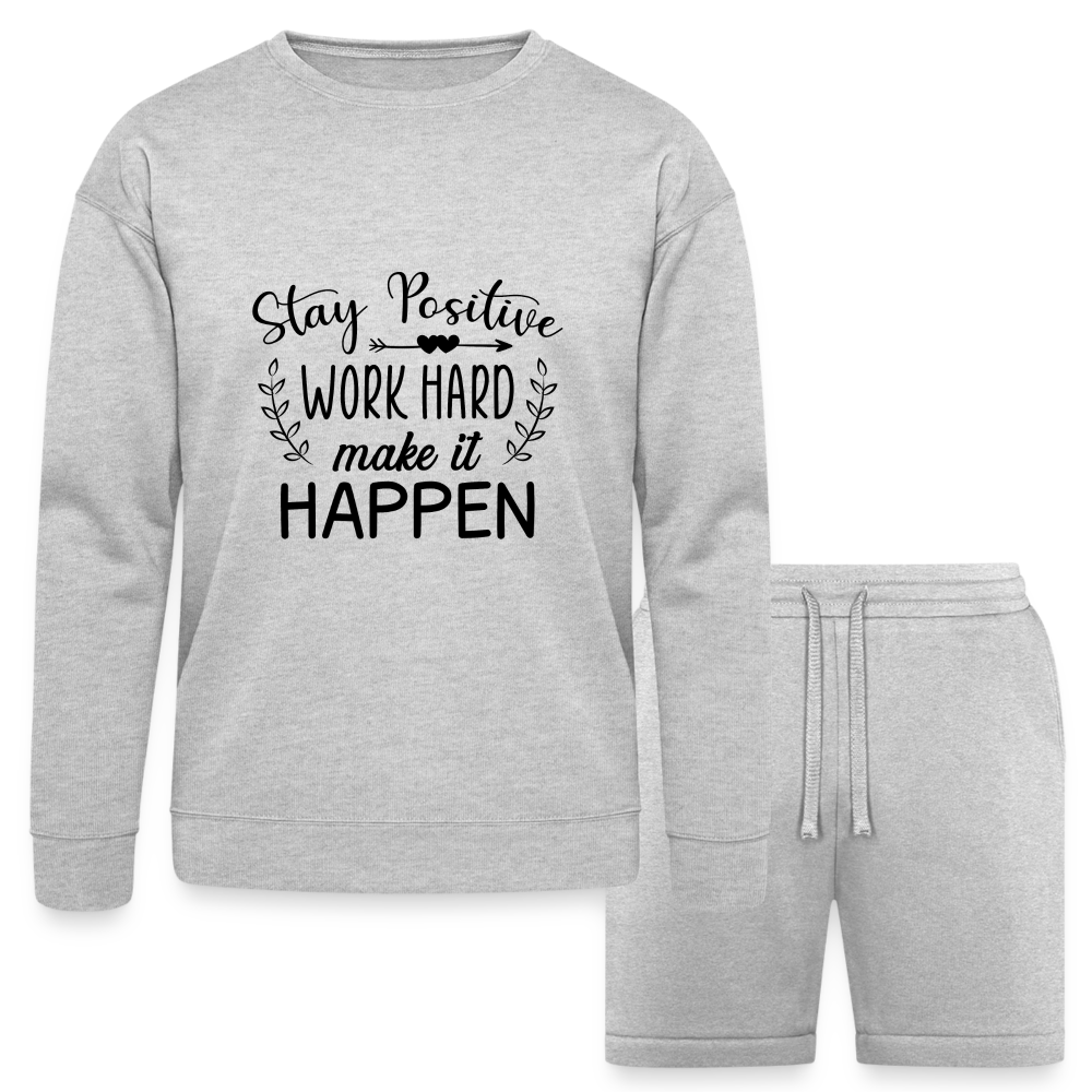 Stay Positive, Work Hard, Make it Happen. Bella + Canvas Unisex Sweatshirt & Short Set - heather gray